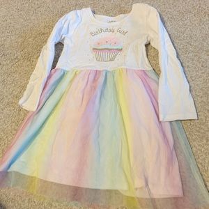 Carter’s Birthday Girl Tulle Dress Toddler Girls Rainbow Color with Cupcake